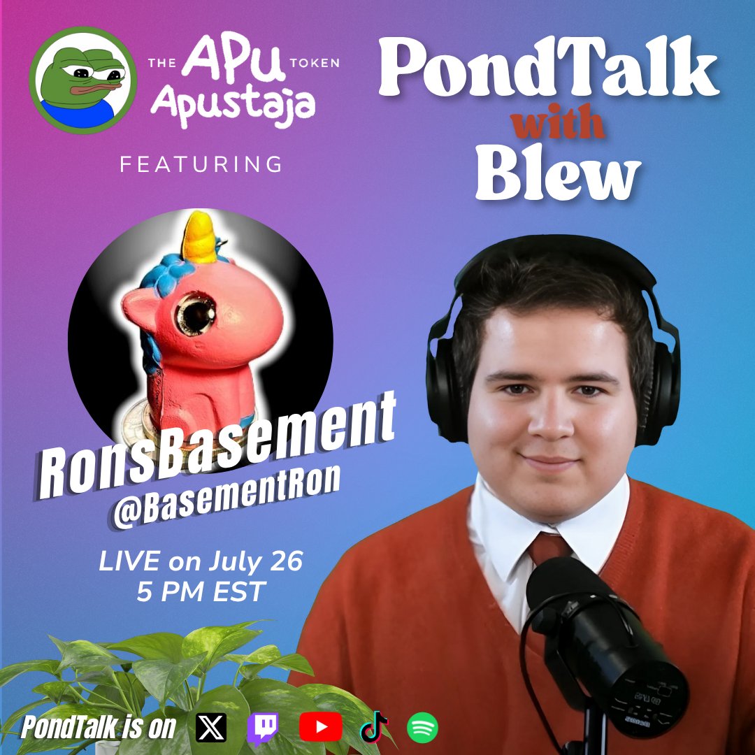 PondTalk's tweet image. Unite the Memes means we work together and make Crypto a better space for everyone. I'm excited to talk with @BasementRon about that and much more tomorrow at 5:00 EST. 

$Apu $UFD