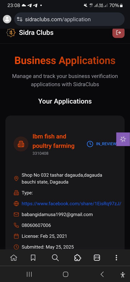 The Compliance Team

Sidra Complaint Regarding Delay in KYB Verification for IBM Fish and Poultry Farming.