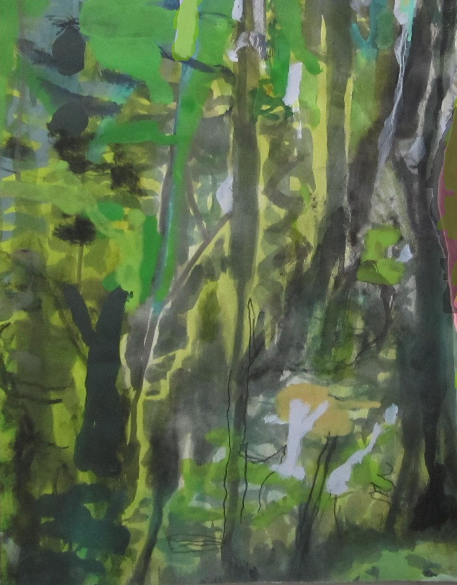 hobothumb's tweet image. an untended forest...&...backwards acrylic mixed media on paper & board