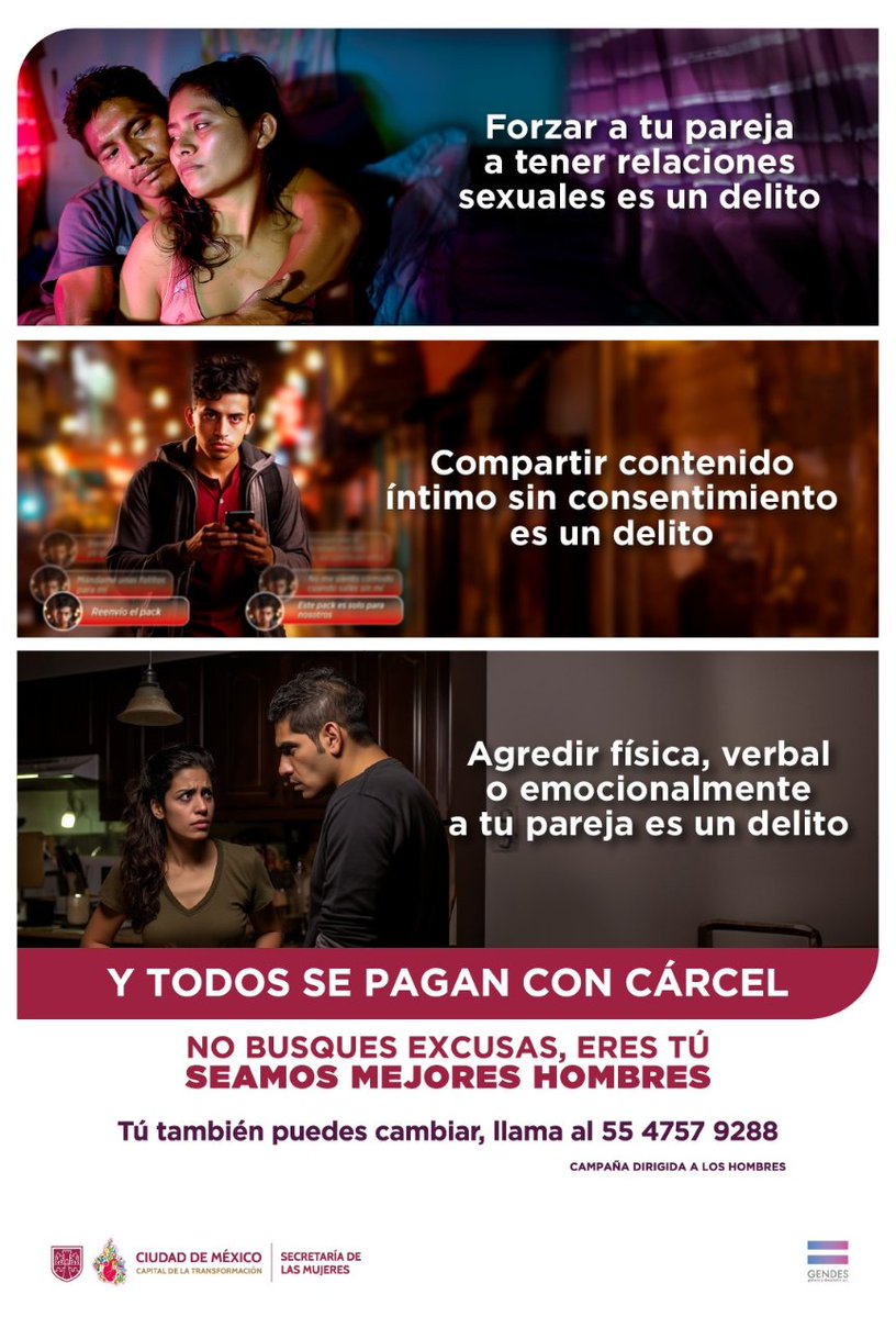 SeMujeresCDMX's tweet image. 🔴Para que las mujeres vivan una vida libre de violencia es necesaria la participación de los hombres.
¡Tú también puedes cambiar!🫵
🚩La violencia digital, sexual y familiar se castiga hasta con prisión🚩
#MejoresHombres 🤝