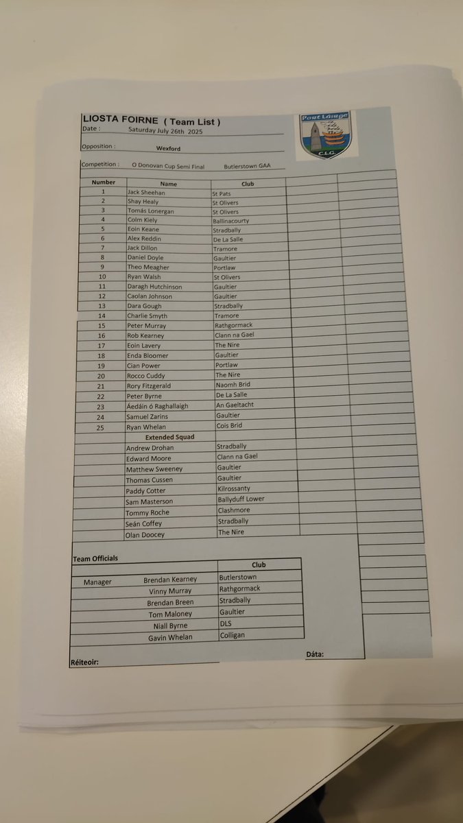 Déise Óg Waterford (@waterfordgaacg) on Twitter photo O' Donovan Cup U-16F National C'ship SEMI-FINAL tomorrow afternoon (Saturday) 🏐⚪️🔵👇
<a href="/WaterfordGAA/">Waterford GAA</a> Vs. <a href="/OfficialWexGAA/">Wexford GAA</a> (1pm throw-in)
Ionad: <a href="/ButlerstownGAA/">Butlerstown GAA</a>
BEST OF LUCK to the entire squad, Bainisteoir Brendan Kearney, and all the backroom team, support welcome 🙌⚪️🔵⚪️🔵 O' Donovan Cup U-16F National C'ship SEMI-FINAL tomorrow afternoon (Saturday) 🏐⚪️🔵👇
<a href="/WaterfordGAA/">Waterford GAA</a> Vs. <a href="/OfficialWexGAA/">Wexford GAA</a> (1pm throw-in)
Ionad: <a href="/ButlerstownGAA/">Butlerstown GAA</a>
BEST OF LUCK to the entire squad, Bainisteoir Brendan Kearney, and all the backroom team, support welcome 🙌⚪️🔵⚪️🔵