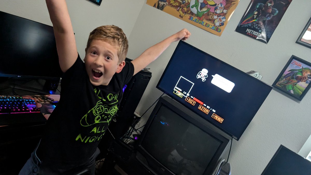After tons and tons of practice he finally took down Sans. Totally gaming!