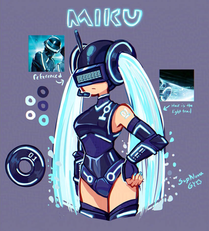 I made a Tron Miku design 👉👈