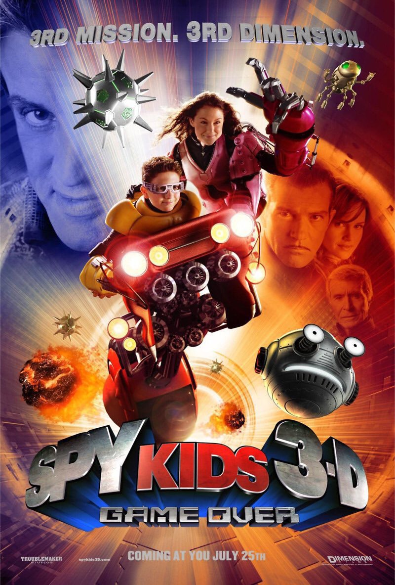 FilmNewsNos's tweet image. 🎬MOVIE HISTORY: 22 years ago today, July 25, 2003, the movie ‘Spy Kids 3-D: Game Over’ opened in theaters!
@alexavega #DarylSabara #AntonioBanderas #CarlaGugino #RicardoMontalban @HollandTaylor @salmahayek #CheechMarin #AlanCumming @elijahwood #SelenaGomez @Rodriguez