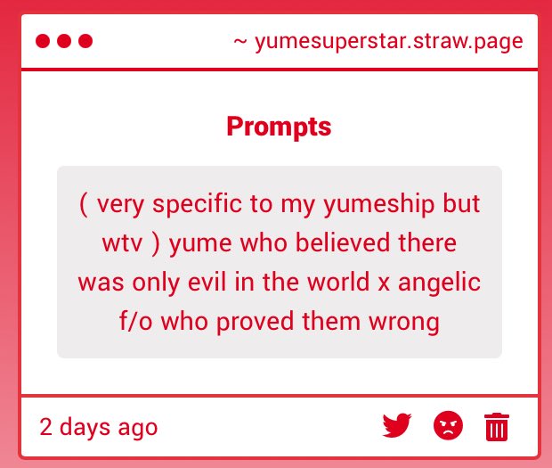 YumeSuperstar's tweet image. ⭐️ prompt
Yume who believed there was only evil in the world x angelic f/o who proved them wrong