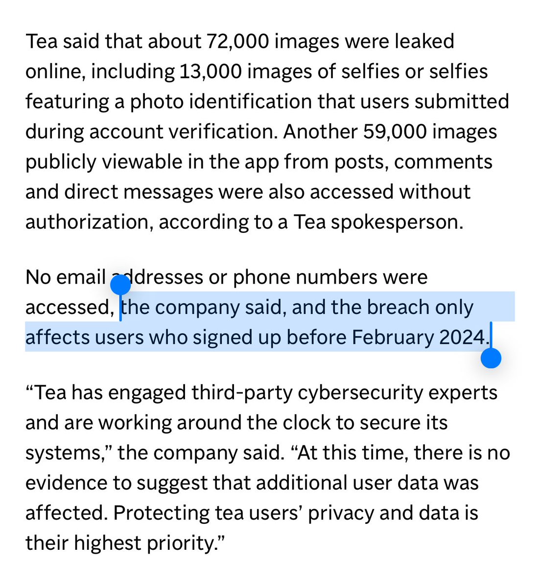 Jani__Gee's tweet image. Re Tea App Breach:
According to AP.
apnews.com/article/tea-ap…