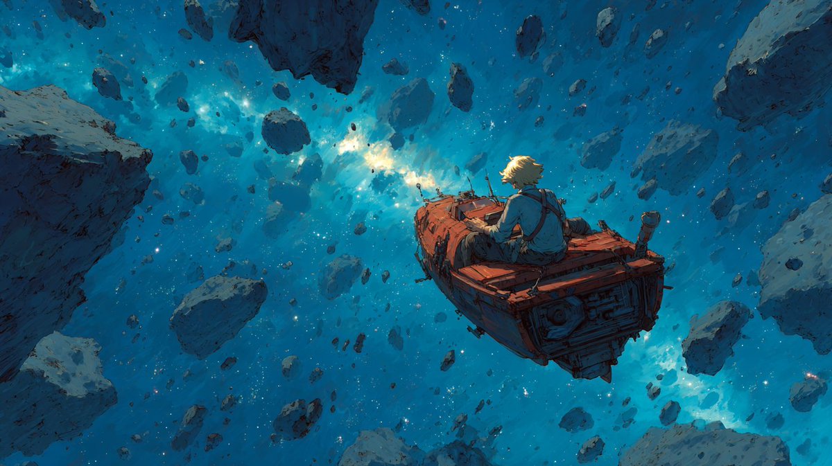 QT asteroid drift 🚀💫🌌
He’s not lost 
just chasing silence among the stars.
