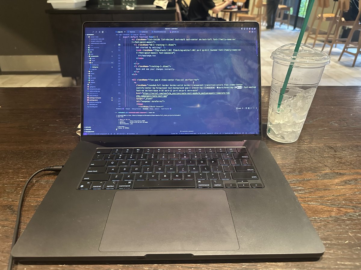 ronnypdev's tweet image. Friday evening, Starbucks coding session - Building a modal component. I was going to build it from scratch, but then I remembered that's what Shadcn UI is for #codingwhileunemployed #UntilTheWheelsFallOff #Nextjs #TypeScript #React #TailwindCSS #VibeCoding #AIagents #AI #Cursor…