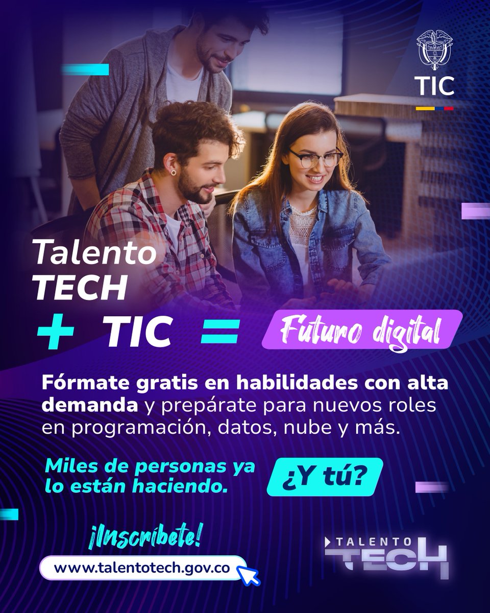 💡 Con #TalentoTECH puedes comenzar a construir tu camino en el mundo digital. 

Elige el bootcamp y prepárate para asumir nuevos roles. Inscríbete aquí 👉 talentotech.gov.co.