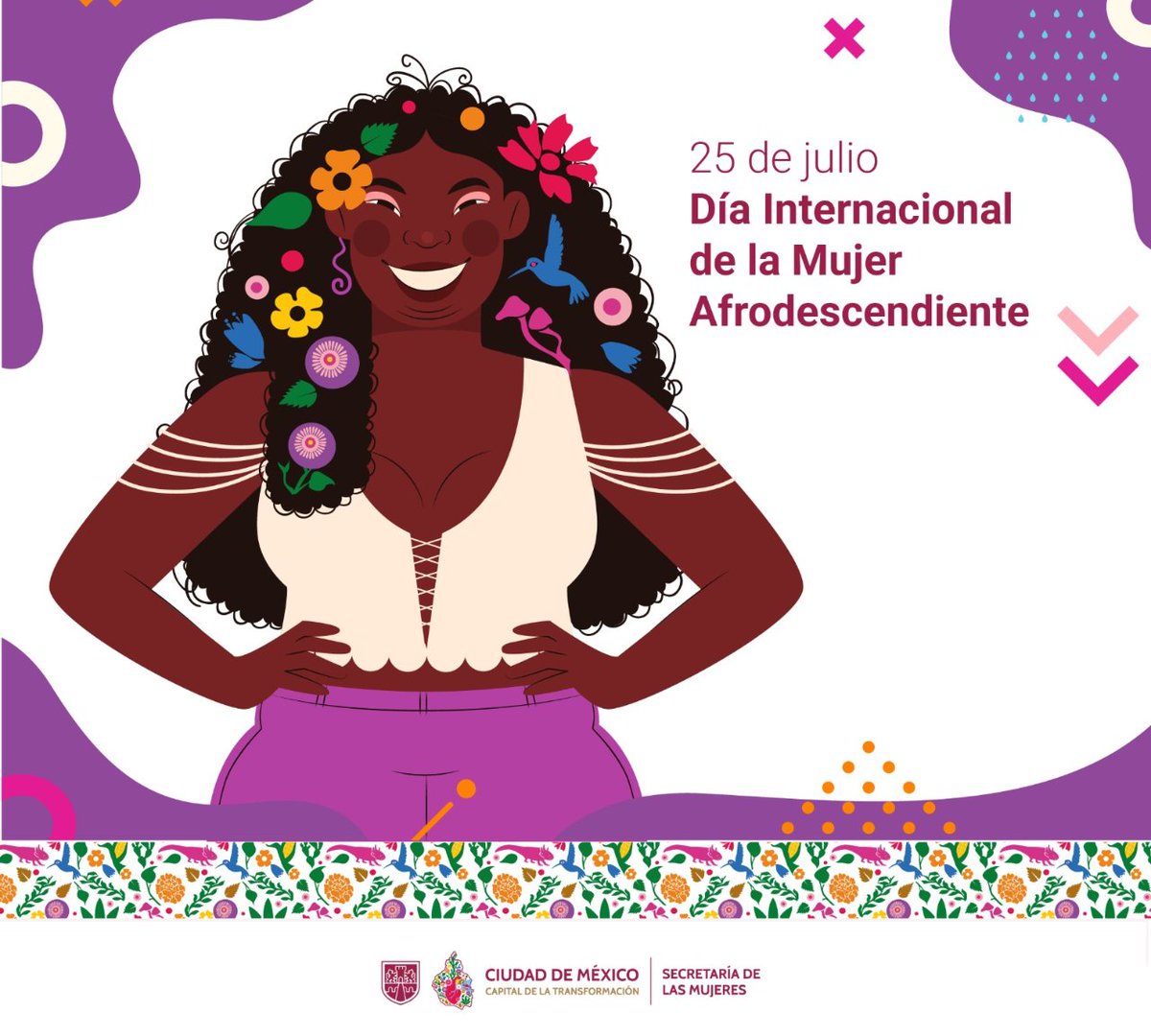 SeMujeresCDMX's tweet image. 🟣 ¿Sabías qué en la Ciudad de México viven 186 mil 914 personas afromexicanas o afrodescendientes y el 50.8% son mujeres?
Hoy 25 de julio Día Internacional de la Mujer Afrodescendiente reconocemos su lucha y su fuerza para la construcción de la #CapitalDeLaTransformación 💪🏻🫶🏻