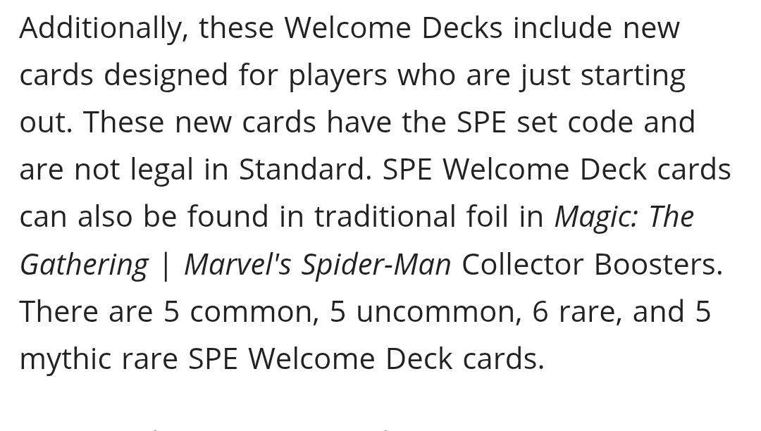 For those of you who preordered Spidey collector boosters, prepare to get stuck with so many welcome deck cards 😭😭😭😭😭😭 I'd be so mad if I paid a premium for a product and my rare slot got taken up by something I could find at a convention or something for free ☠️