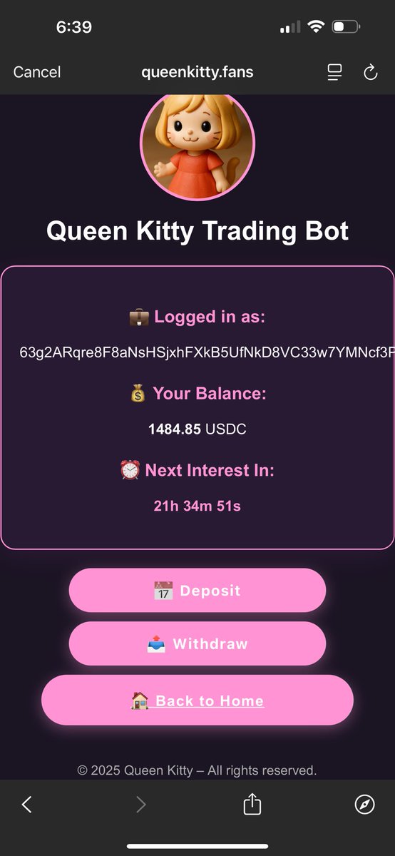 CodeManSol's tweet image. We have received our daily interest payment of $18.33. Very nice! This will add up fast! @QueenKitty20236