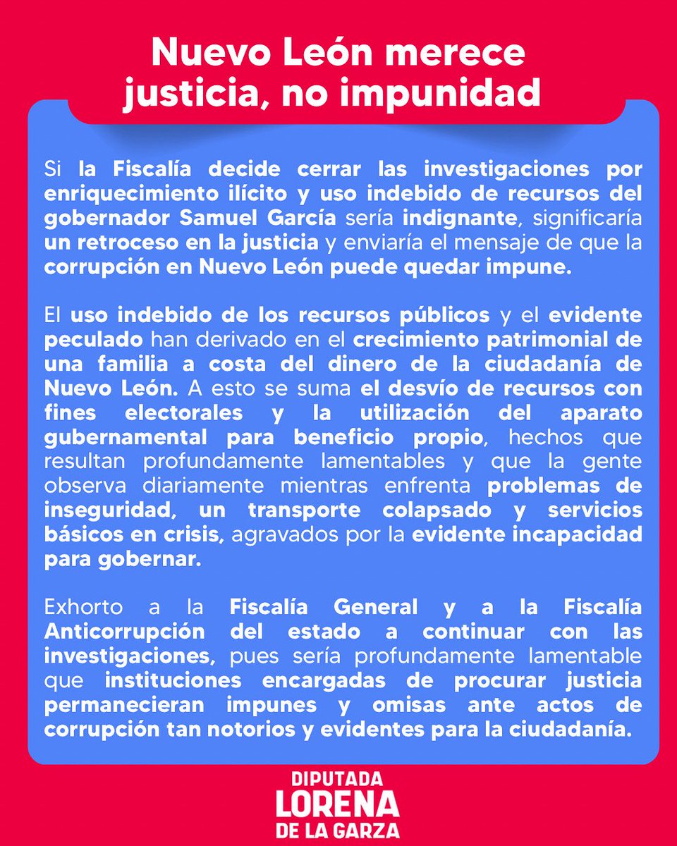 lorenadelagarza's tweet image. NUEVO LEÓN MERECE JUSTICIA, NO IMPUNIDAD.