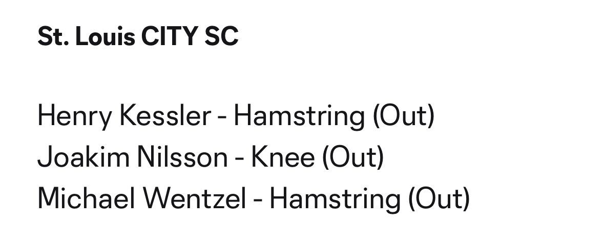 j_clem's tweet image. Player availability reports are out! Just as Critch said yesterday, #AllForCITY is only missing three players this weekend. The visiting Loons missing a pair due to suspension.