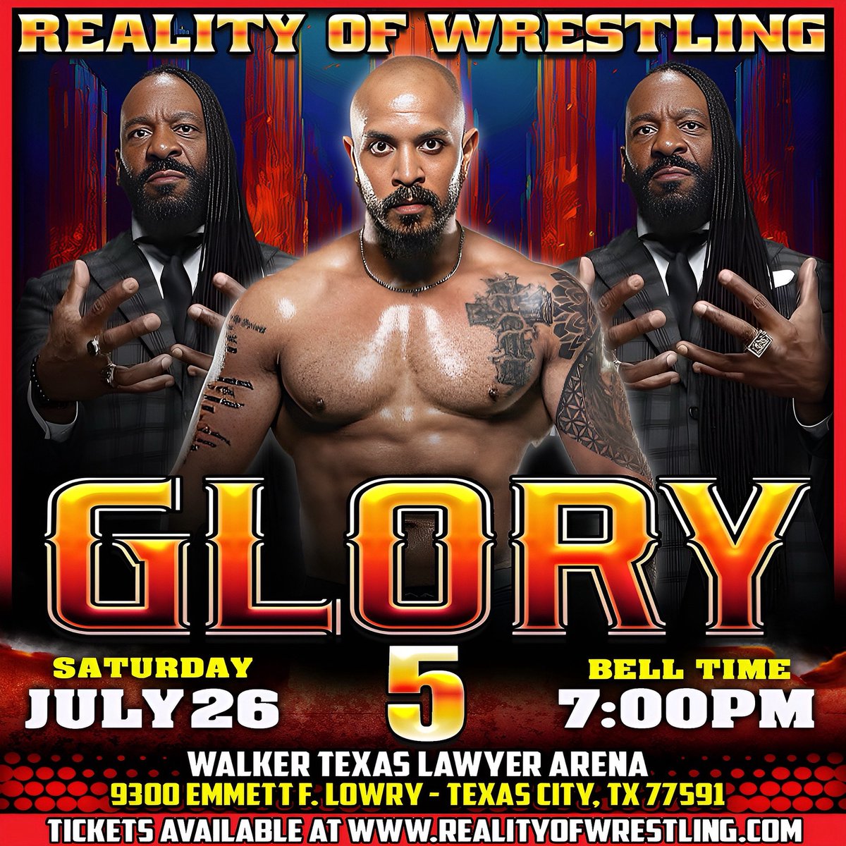 TheOfficialROW's tweet image. 🚨 BREAKING NEWS 🚨

Just confirmed: Edge Stone will be in action THIS SATURDAY at GLORY 5 in Texas City… and he won’t be coming alone.

Standing in his corner will be none other than WWE Hall of Famer @BookerT5x 

📅 Saturday, July 26th
📍 Walker Texas Lawyer Arena
9300 Emmett…