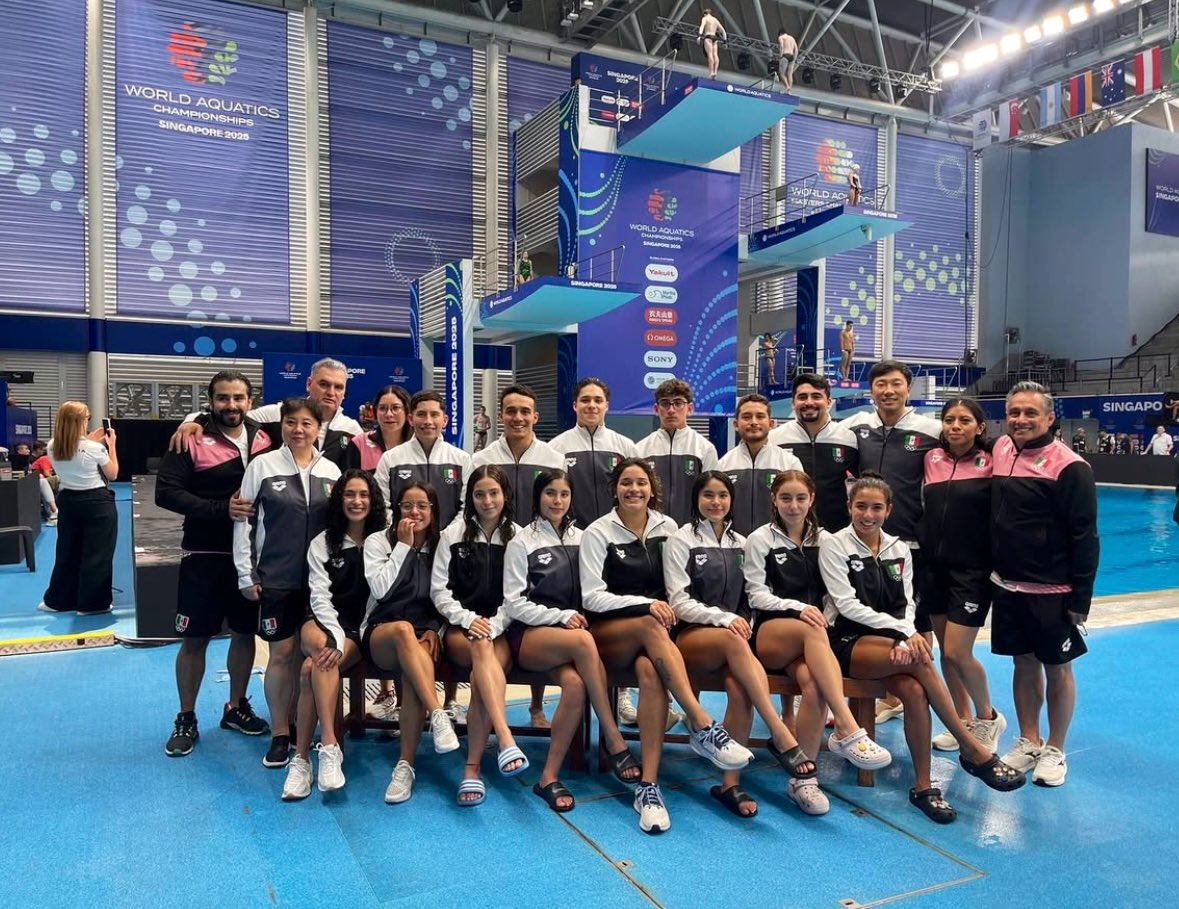 Campeonato Mundial #Singapur2025 

Desde hoy hasta el domingo 3 de agosto estará en competencia la selección mexicana de clavados.

Selección llena de talento olímpico mezclada con sangre nueva. 

Las competencias pueden seguirse en la página de World Aquatics (es de paga)
