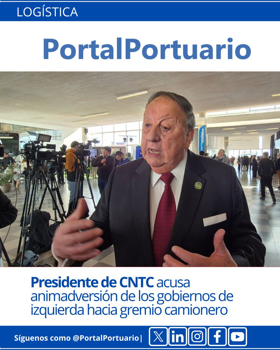 El presidente de la CNTC, Sergio Pérez, acusó que existe una animadversión por parte de los gobiernos y el sector político con tendencia de izquierda hacia el gremio camionero. Revisa más detalles en este link: portalportuario.cl/presidente-de-…