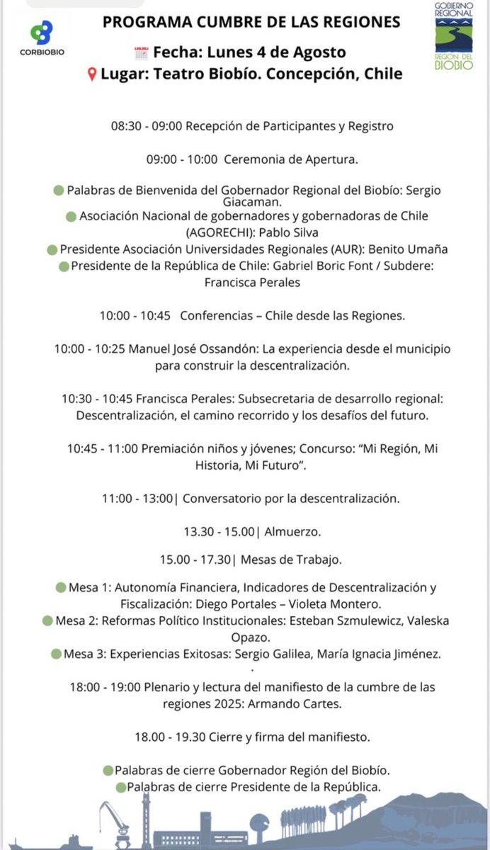 DERECHO_UCSC's tweet image. Compartimos programa de la Cumbre de las Regiones a realizarse el 04 de agosto en el Teatro Biobío de Concepción.
@ucscconcepcion