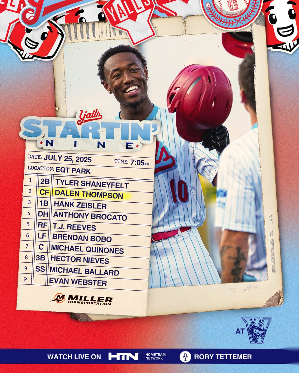 florence_yalls's tweet image. After a Pro Debut home run, Dalen Thompson moves to the 2 hole as we've got Webby on the bump for game 1 of our series in PA.
📍 | Washinton, PA
⏰ | 6:44pm
📺 | bit.ly/3SjMkQV