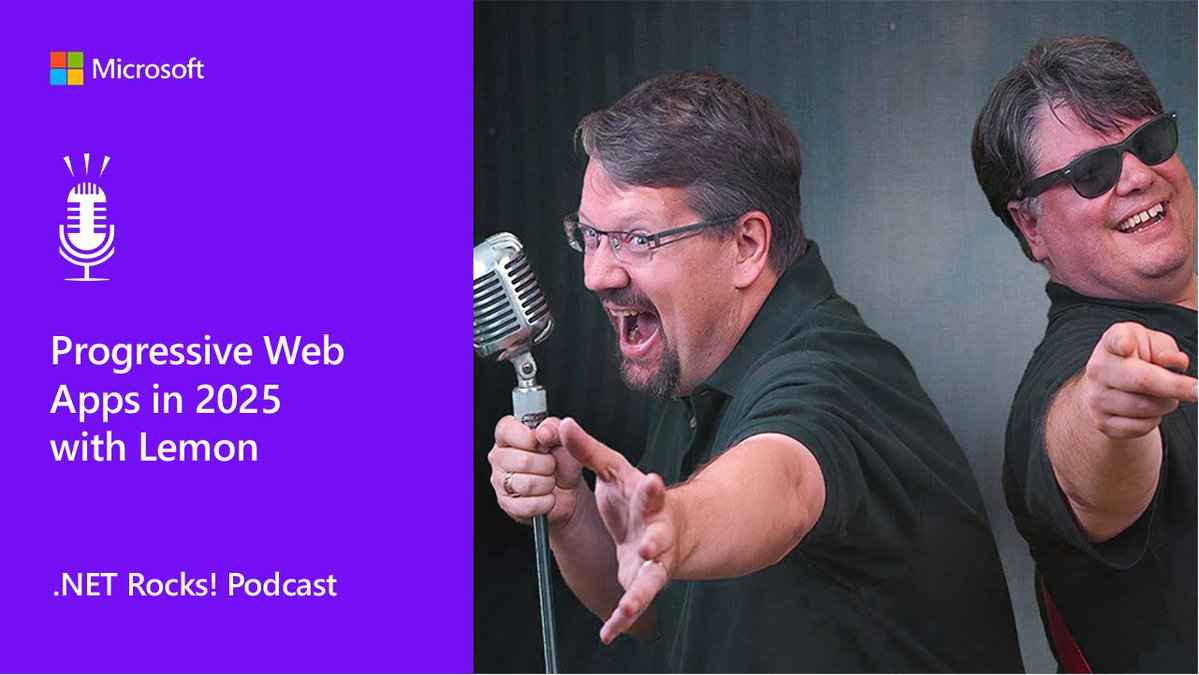 dotnet's tweet image. How do you build progressive web apps in 2025? #dotNETRocs and Lemon discuss building all sorts of PWAs for customers and entertainment and going beyond the icon in PWAs to leverage more powerful features, including service workers. Listen in. 🎧 msft.it/6011s8Bcd