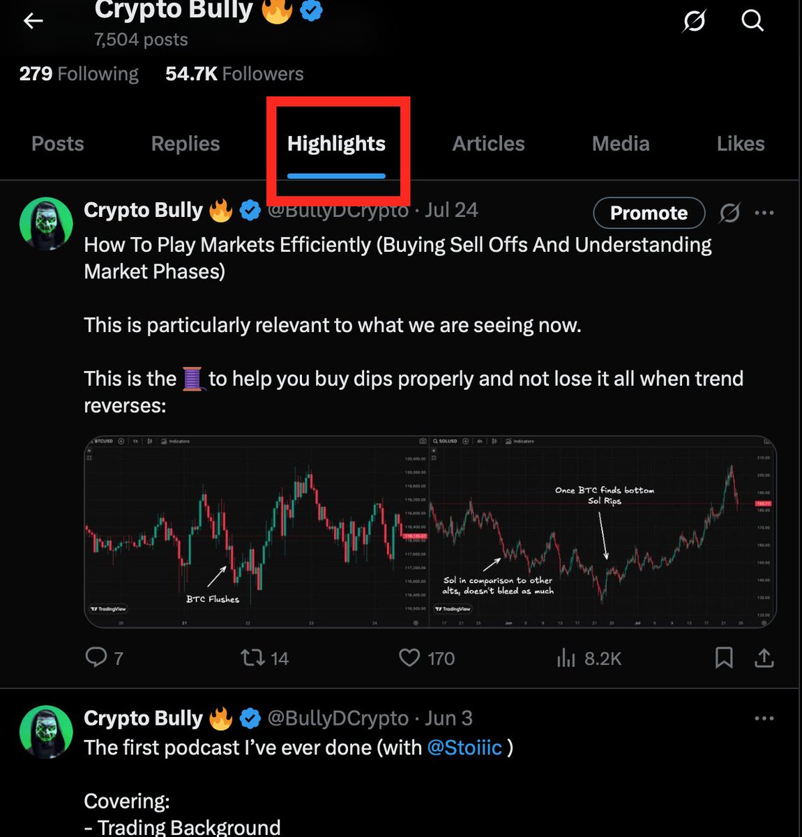 BullyDCrypto's tweet image. If you are a new trader, read this seriously
I've gone through all of my 7,500 posts and curated an Educational Trading library
My pinned post + my highlights now have all the content you need to start from a beginner and learn how to trade crypto effectively