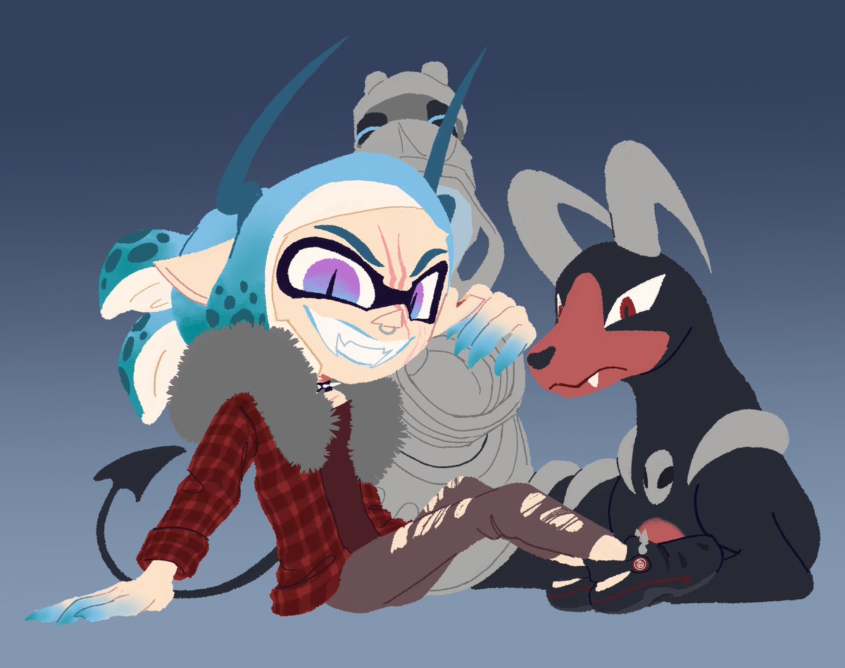 CrescentMoore's tweet image. My last af attack of the year for Deceased_Hound!
#artfight2025 #Splatoon3