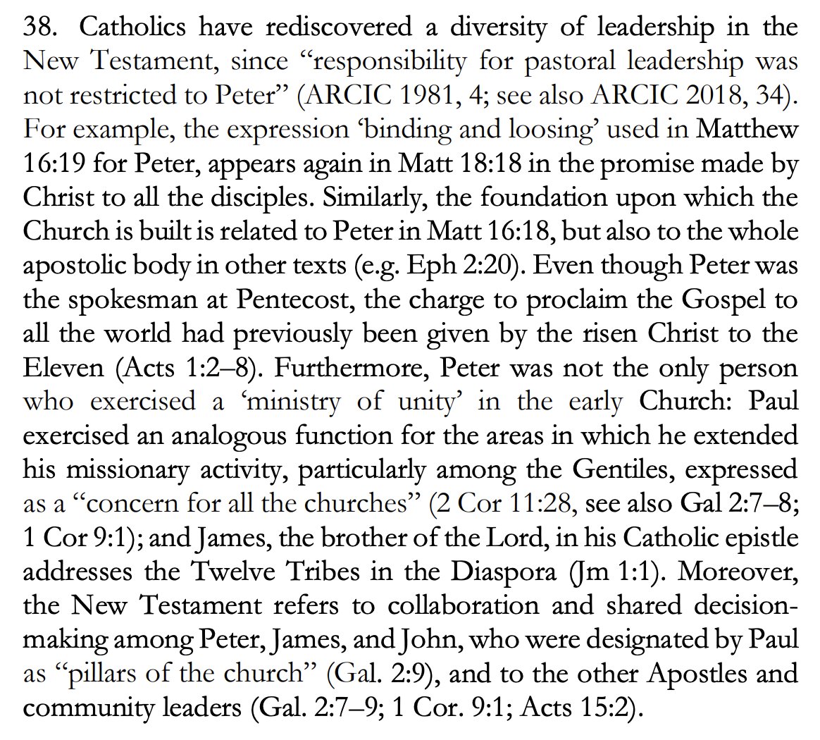 ferrismattic's tweet image. From a 2024 document published by the Discastery for Promoting Christian Unity, "The Bishop of Rome: Primacy and Synodality in the Ecumenical Dialogues and in the Responses to the Encyclical Ut Unum Sint."
A different take on the Petrine texts than in the past.
ht:@DrJulesGomes