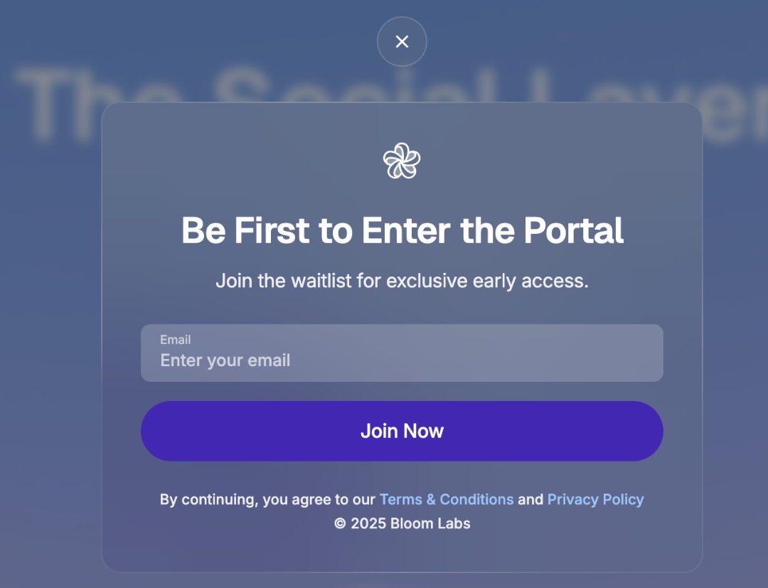 XEUS86's tweet image. yesterday (July 24), Bloom raised $1.6 million in investments. The projecthas a waitlist form on its website, by filling out which we can get early access to future products.
1. Join here bloom.social, click Get early access, and enter your email address. Then wait…