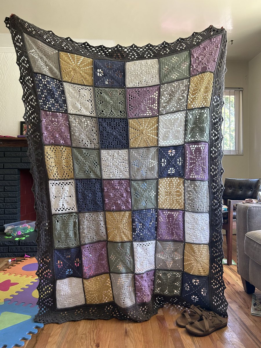 I finished my very first big crochet project! I started this crochet along with ladies from church over a year and a half ago and I finally finished.