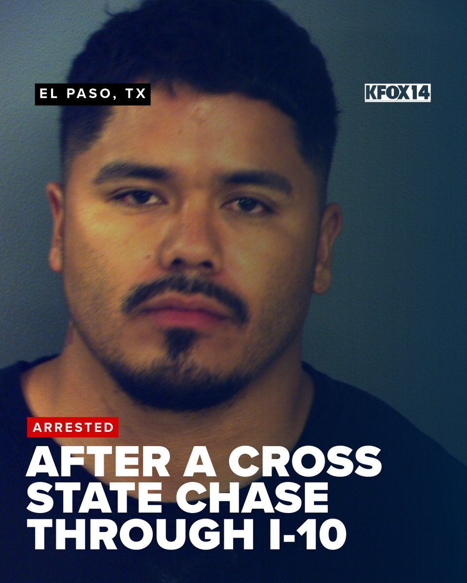 KFOX14's tweet image. A 32-year-old man was arrested Friday morning after he reportedly led authorities on chase across states that ended in Far East El Paso. 📷: EPCSO kfoxtv.com/news/local/man…