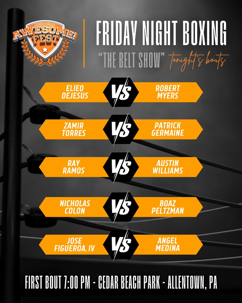 A_TownThrowDown's tweet image. Boxing is STILL ON @ Cedar Beach Park tonight 🥊
First Bout - 7:00pm
#lehighvalleyawesomefest #boxing