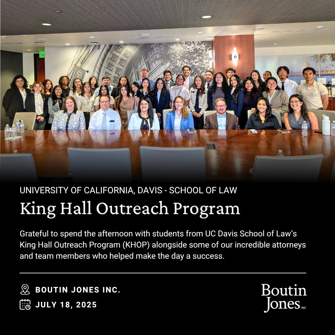 We were proud to host students from UC Davis Law’s King Hall Outreach Program (KHOP), a 25-year initiative helping college students explore careers in law. Big thanks to our speakers and team for making it a meaningful afternoon!

Learn more: law.ucdavis.edu/admissions/out…