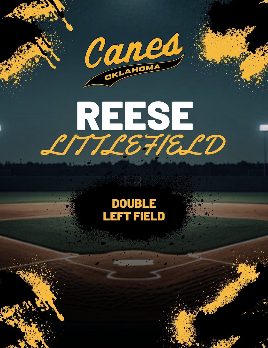 thecanesgp's tweet photo. Reese Littlefield ‘26 RHP/UTL crushes one over the left fielder’s head for a double! Stay hot Reese! 🔥 #uncommitted2026 #CanesBaseball @RLittlefield22 @canes_oklahoma https://t.co/hAWt6RdADw