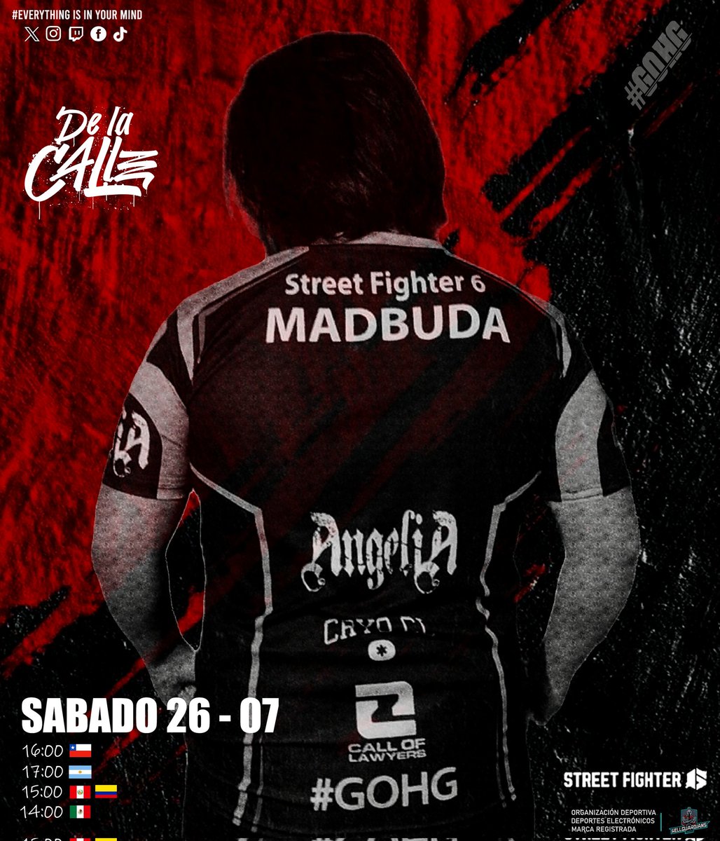 Mañana sábado 26-07, nuestros Guardianes del equipo #StreetFighters6 🇨🇱 estarán compitiendo en el Stage 2 de #WorldWarrior2025 #DeLaCalle 💪.

¡Apoyen a nuestros Guardianes!.

#Madbuda
#Rataman
#SrDonMejias

#GOHG 
#SF6 #PlayStation5 #Gamer #Esports