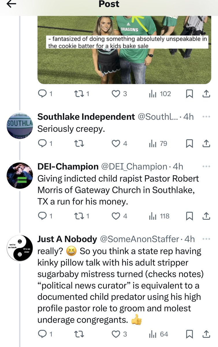 SomeAnonStaffer's tweet image. Blocked by another delicate Twitter-lawyer libflake. 🏆
Which works for me bc if one can’t acknowledge the massive difference between a dude saying something perverted to his adult stripper mistress and a PREACHER ACTUALLY RAPING CHILDREN, I have nothing more to say. #OMGio