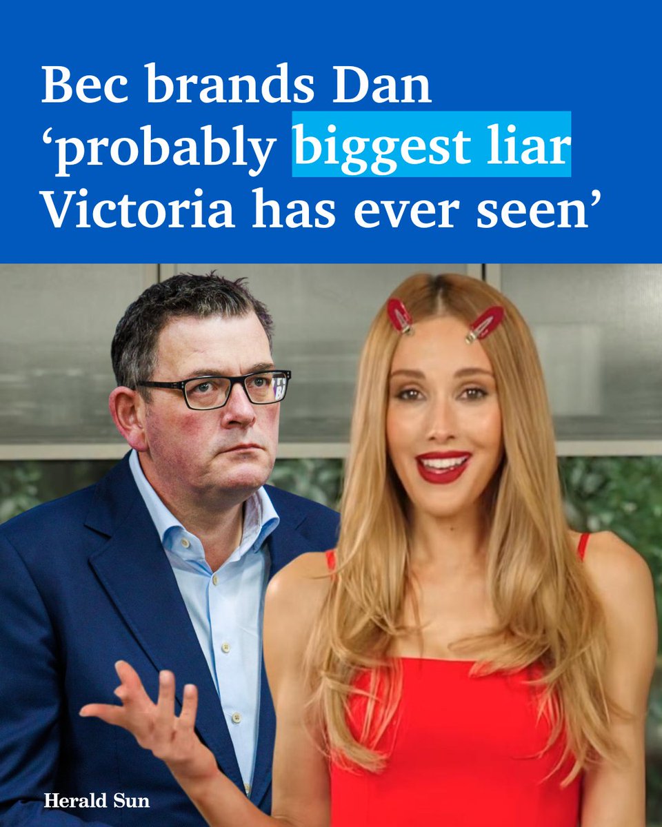 theheraldsun's tweet image. Brighton WAG Bec Judd has upped the ante against Victorian Labor, dubbing ex premier Dan Andrews “probably the biggest liar Victoria has ever seen” and claiming she has “banded Victorians together” in her crime fight > bit.ly/4f6oK4Z
