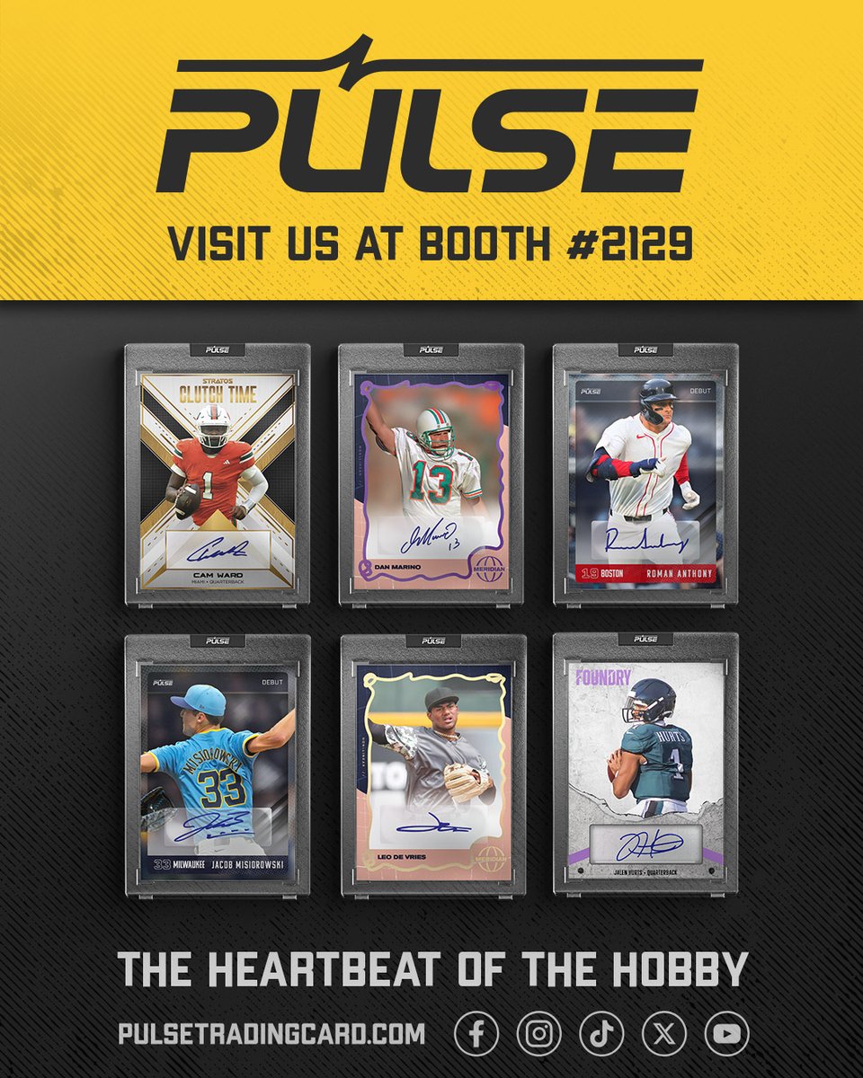 nsccshow's tweet image. Meet NSCC exhibitor Pulse Trading Cards at the 45th National Sports Collectors Convention July 30-August 3, 2025 at the Donald E. Stephens Convention Center in Rosemont, IL 🔥🔥
Visit the The National Sports Collectors Convention Inc. #linkinbio to learn more, buy tickets and…