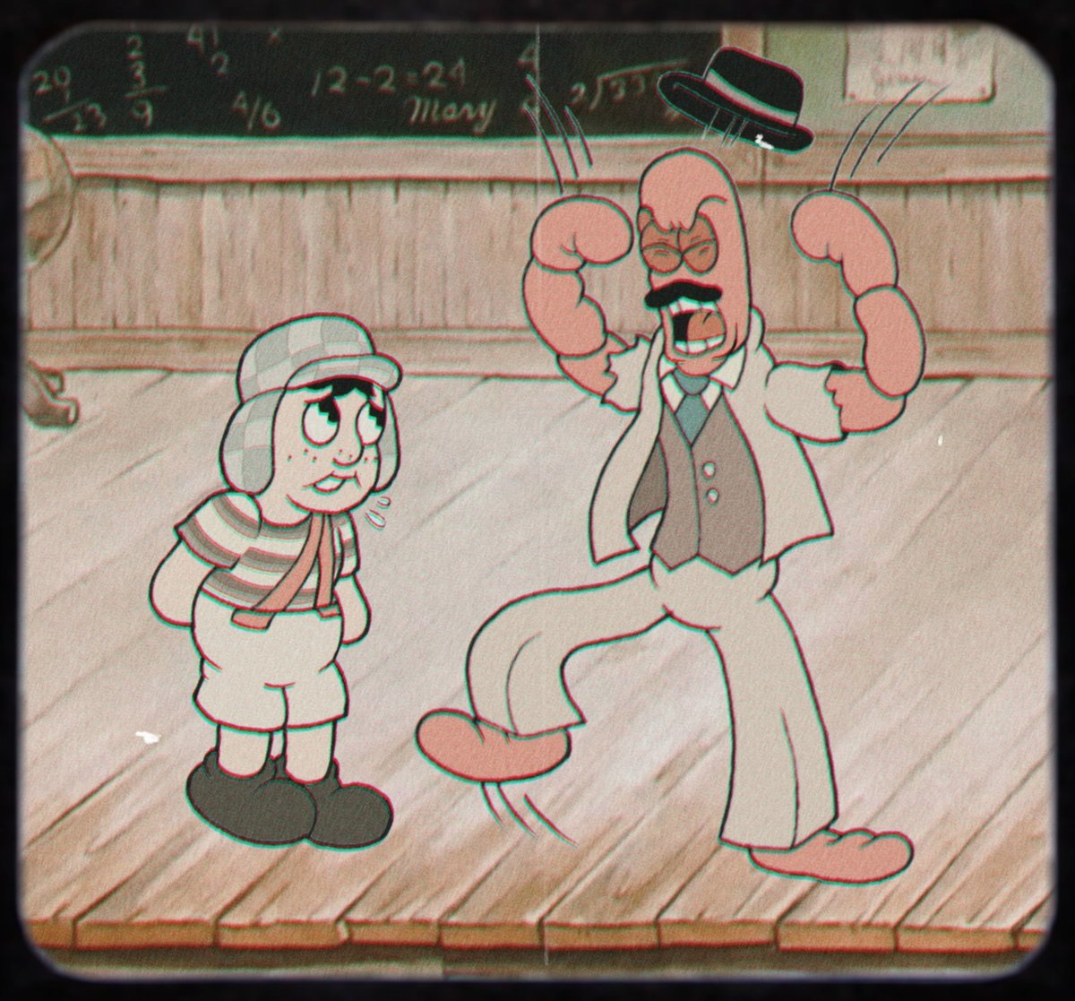 DannysNib's tweet image. Se me chispoteo Maestro Longaniza
#cuphead #1930s #vintage #artwork #rubberhosestyle #1930cartoons #oldcartoons #cartoonart #art #traditionalart #technicolor #ilustration #watercolor #elchavodel8 #chespirito @GrupoChespirito