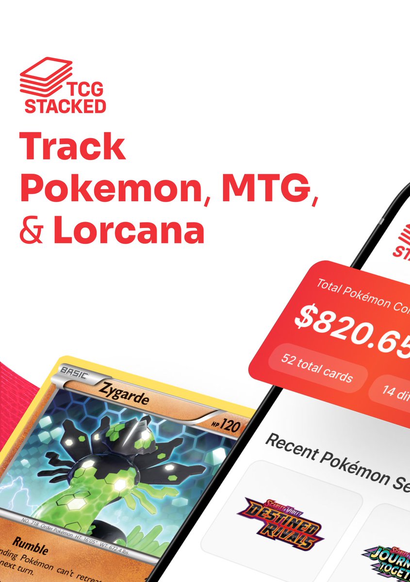 TCGStacked's tweet image. Love Pok茅mon, Disney Lorcana, or Magic: The Gathering? TCG Stacked is your all-in-one app to track every card!
馃摬 Download now from the App Store or Play Store!