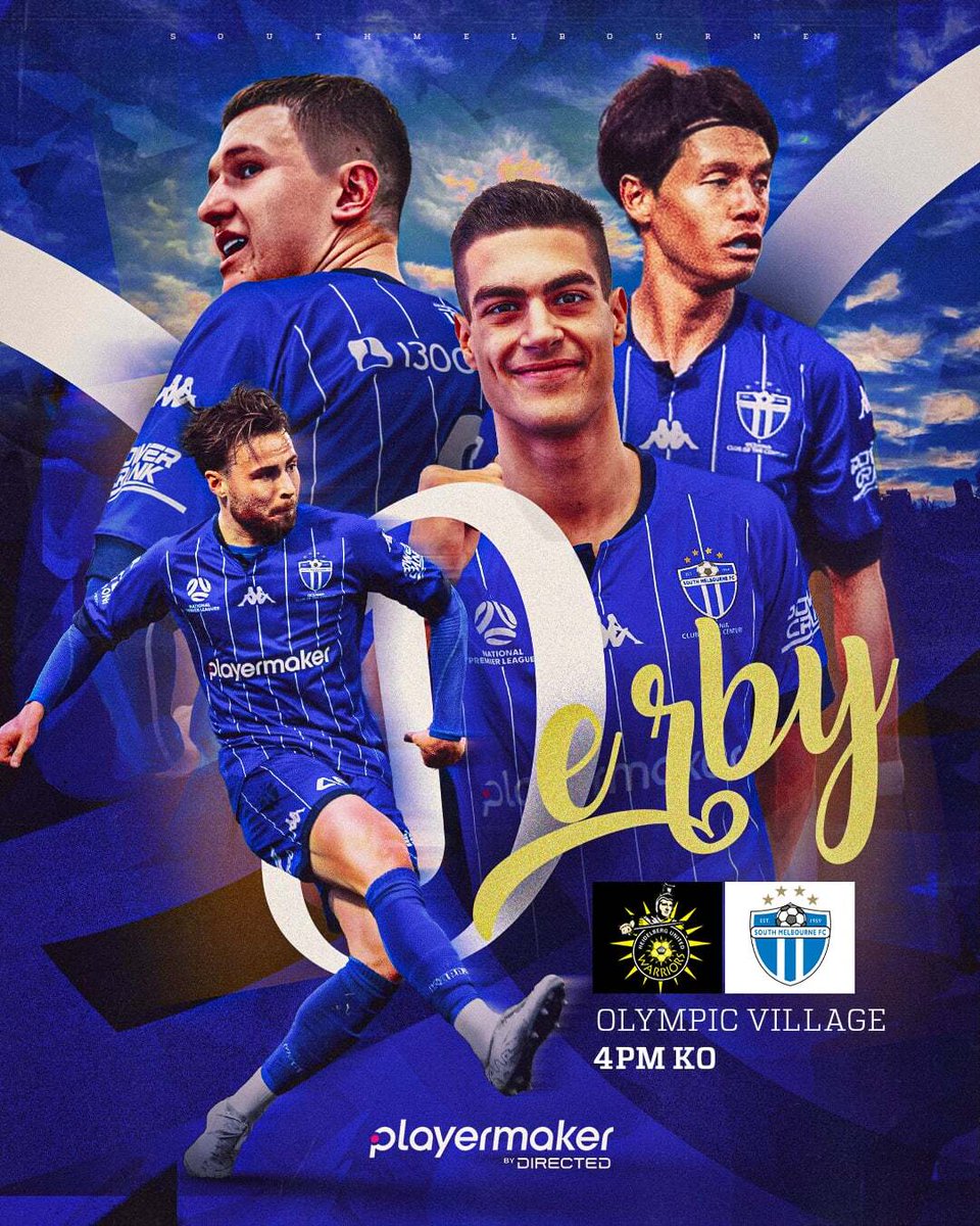 smfc's tweet image. 𝗗𝗲𝗿𝗯𝘆 𝗗𝗮𝘆 𝗮𝘁 𝗢𝗹𝘆𝗺𝗽𝗶𝗰 𝗩𝗶𝗹𝗹𝗮𝗴𝗲
We face off against league leaders Heidelberg United this afternoon in another chapter of the historic derby.
Senior Kick-Off: 4:00 PM
Let’s back the boys as we chase three massive points away from home.