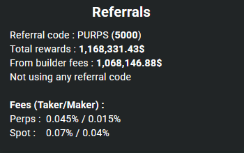 NMTD8's tweet image. Since launching around 2 weeks ago, @phantom Perps has earned $1.1M+ via builder codes.
This is with a partial rollout & mobile only integration for the moment.
(ref number capped but much higher).
Builder codes.
Hyperliquid.