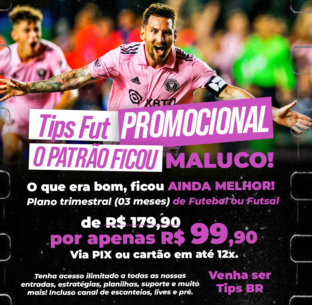 TIPS_BR's tweet image. Noite bom bets exclusivas na MLS e México. Com pré, lives e projeto de alavancagem! 🇺🇸🇲🇽🚀
📲Fala com nosso Suporte e garante. sua vaga: bit.ly/3vd38RR
🎁 Liberamos 20 Vagas promocionais‼️