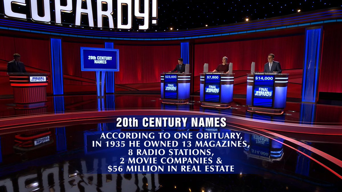 Jeopardy's tweet image. It's the final Final #Jeopardy! of the season... Can you come up with a correct response? 🤔 💭: youtu.be/sr862SkEn40