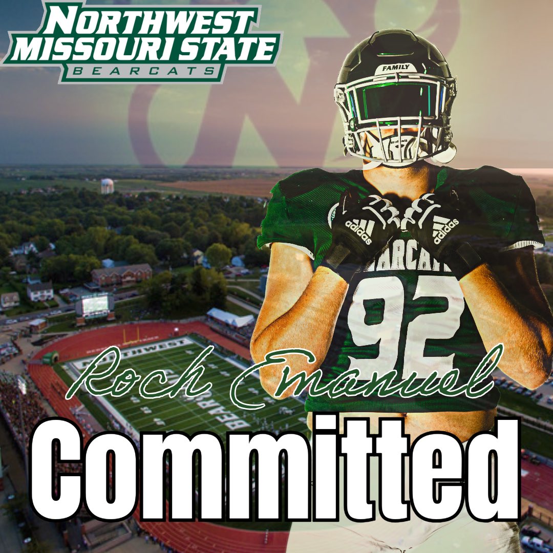 RochEmanuel12's tweet image. After a lot of thought, and support from my family and coaches, I’m excited to announce my commitment to continue my academic and athletic career at Northwest Missouri State University!🟢⚪️@sbruning29