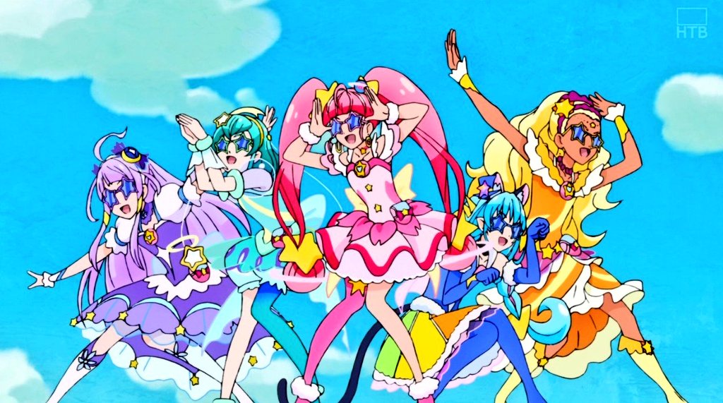 AIrzahn's tweet image. Star Twinkle Precure 💫
Travel back in time and remember the hilarious scenes in this episode of the space team story ... They appear in Precure form but disguise themselves as "Mihoshi Stars" with only black star glasses, it's really hilarious ~ ! 😄