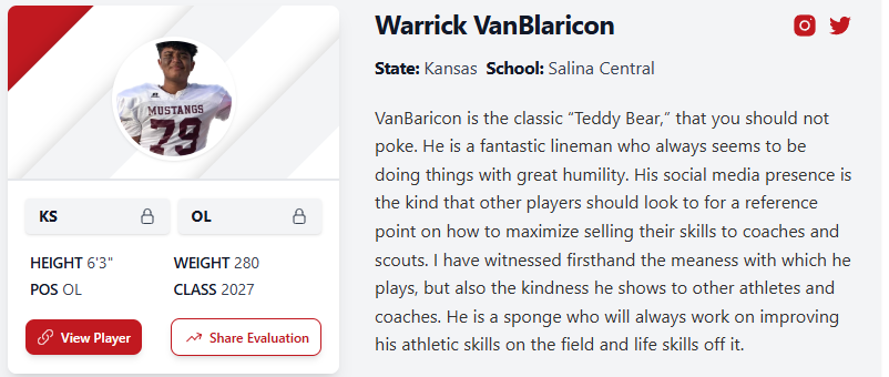 Warrick VanBlaricon π (@warrickjaymes) on Twitter photo Huge shoutout to Mr. Cargil <a href="/PrepRedzoneKS/">Prep Redzone Kansas</a> for tracking my journey & telling my story. #Recruiting π§Έ
Can't wait to see you out at a game this season <a href="/cargile_wade/">CoolDaddyO</a> Huge shoutout to Mr. Cargil <a href="/PrepRedzoneKS/">Prep Redzone Kansas</a> for tracking my journey & telling my story. #Recruiting π§Έ
Can't wait to see you out at a game this season <a href="/cargile_wade/">CoolDaddyO</a>
