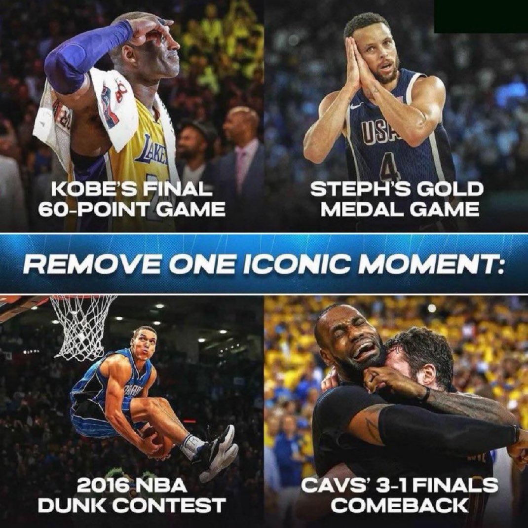 _NBAESP_'s tweet image. Tienes que eliminar uno de estos 4 momentos históricos. ¿Cuál eliminas?