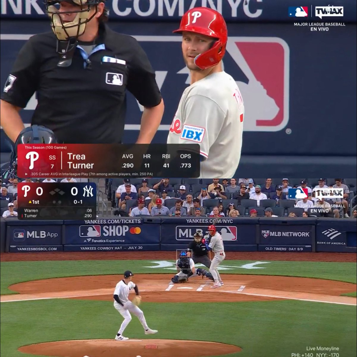 ESTAMOS EN VIVO 📺🤩⚾️

Los Phillies de Philadelphia 🆚 Los Yankees de New York en la acción de la MLB por TVMAX y TVNPASS. #BeisbolTVMAX #MLBTVMAX