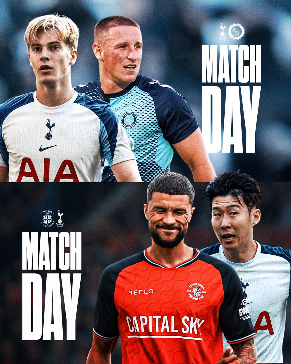 spurssglobal's tweet image. 𝐌𝐀𝐓𝐂𝐇𝐃𝐀𝐘! ⚪️⚔️

🆚 Wycombe Wanderers
⏰ 11:00 [UK]
🏟️ Hotspur Way

🆚 Luton Town
⏰ 15:00 [UK]
🏟️ Kenilworth Road