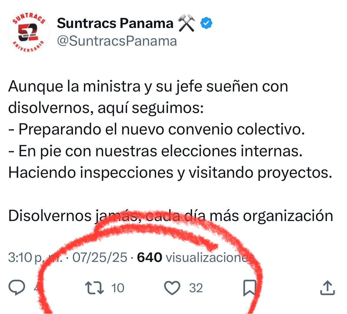 Hace 3 horas, el respaldo y apoyo es abrumador.